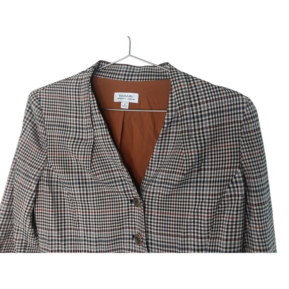 NWT Tahari Arthur S. Levine Blazer Sz 4 Plaid Retro Elbow Patch Jacket MSRP $139 - Picture 4 of 14